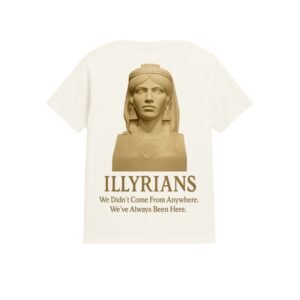 Maica krem me bustin e Mbretëreshës Teutë dhe mbishkrimin Illyrians