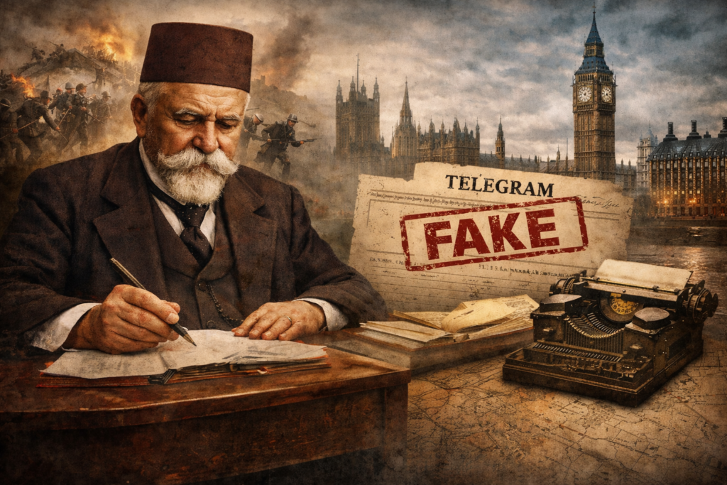 Ilustrim i Nikolla Pashiqit duke shkruar telegrame